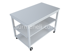 Hareketli Çalışma Tezgahları Taban ve Ara Raflı 60'lık 430 KALİTE PASLANMAZ