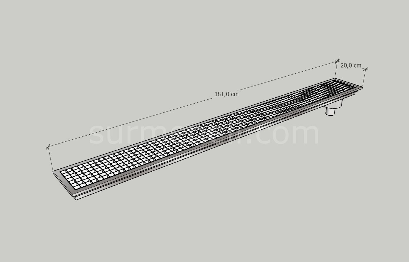 20x181 - Yer Gideri Paslanmaz Yandan Sifonlu Alttan Çıkışlı