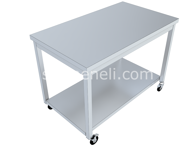 Hareketli Çalışma Tezgahları Taban Raflı 60'lık 430 KALİTE PASLANMAZ