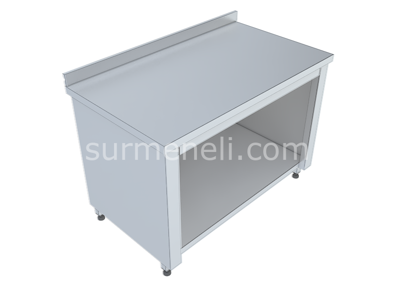 Üç Tarafı Kapalı Taban Raflı Çalışma Tezgahları 60'lık 304 KALİTE PASLANMAZ