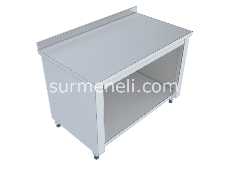 Üç Tarafı Kapalı Taban Raflı Çalışma Tezgahları 60'lık 430 KALİTE PASLANMAZ