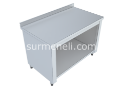 Üç Tarafı Kapalı Taban Raflı Çalışma Tezgahları 60'lık 430 KALİTE PASLANMAZ