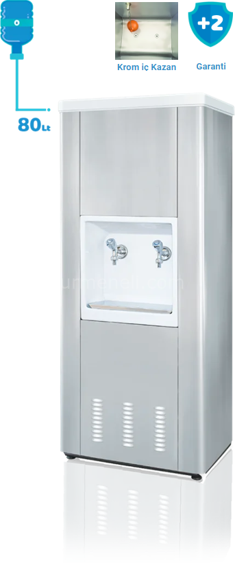 EMK 80 lt. Paslanmaz Çelik Endüstriyel Su Sebili (Krom İç Kazan) 2 Musluklu