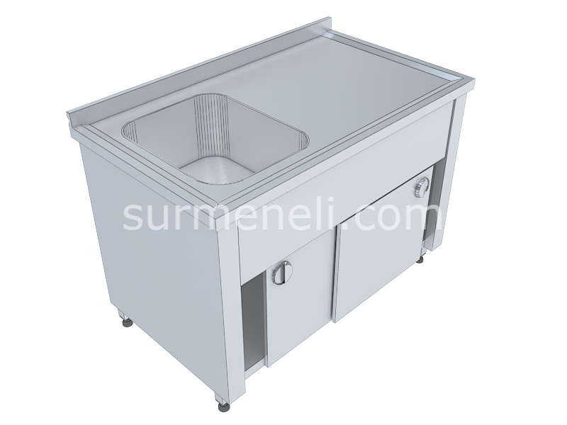 Dolaplı Taban Raflı Tek Evyeli Çalışma Tezgahları 70'lik 304 KALİTE PASLANMAZ