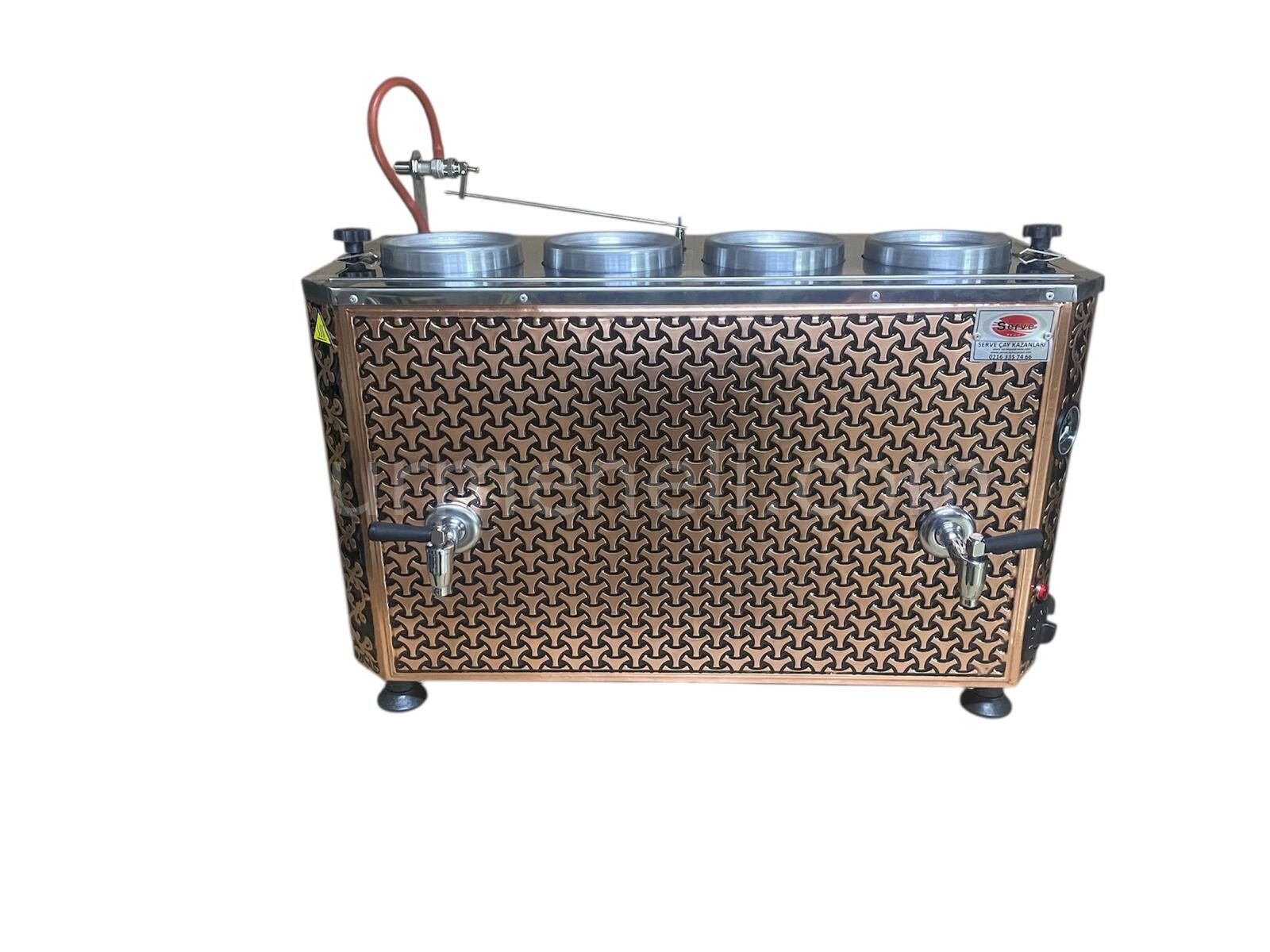 Serve Çayland Çay Kazanı Otomatik Bakır Elektrikli 4 Demlikli ( İçi Krom )