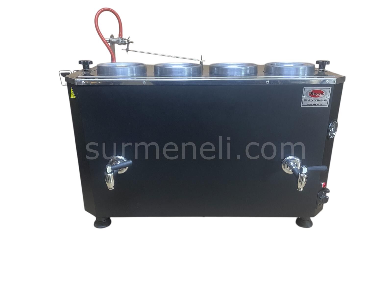 Serve Çayland Çay Kazanı Otomatik Statik Boyalı Elektrikli 4 Demlikli ( İçi Krom )