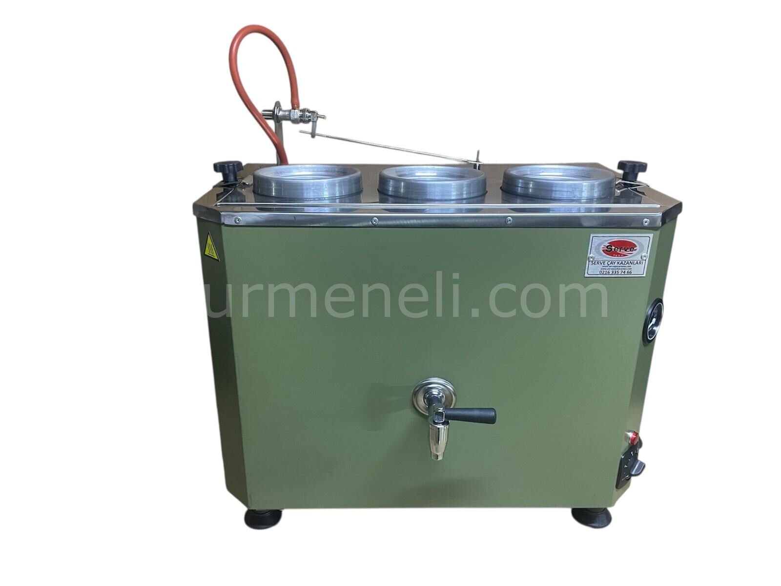 Serve Çayland Çay Kazanı Otomatik Statik Boyalı Elektrikli 3 Demlikli ( İçi Krom )