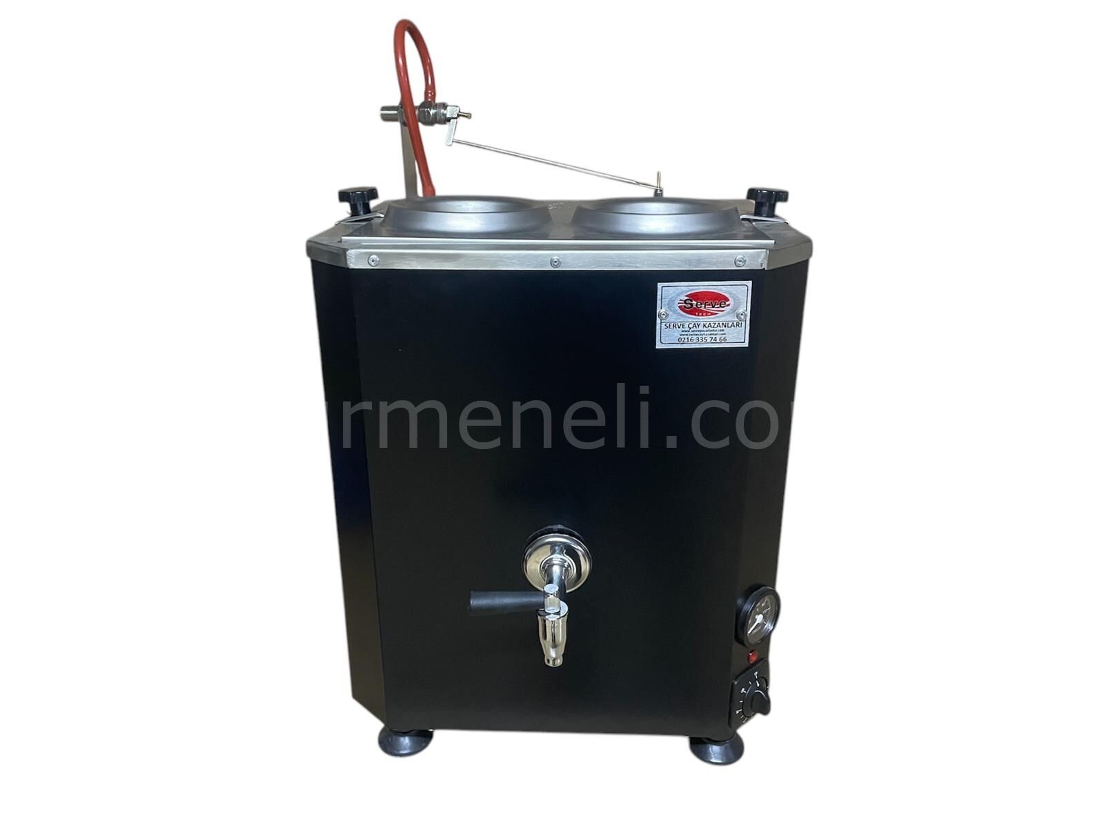 Serve Çayland Çay Kazanı Otomatik Statik Boyalı Elektrikli 2 Demlikli ( İçi Krom )