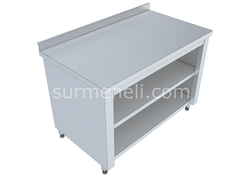 Üç Tarafı Kapalı Taban ve Ara Raflı Çalışma Tezgahları 60'lık 430 KALİTE PASLANMAZ