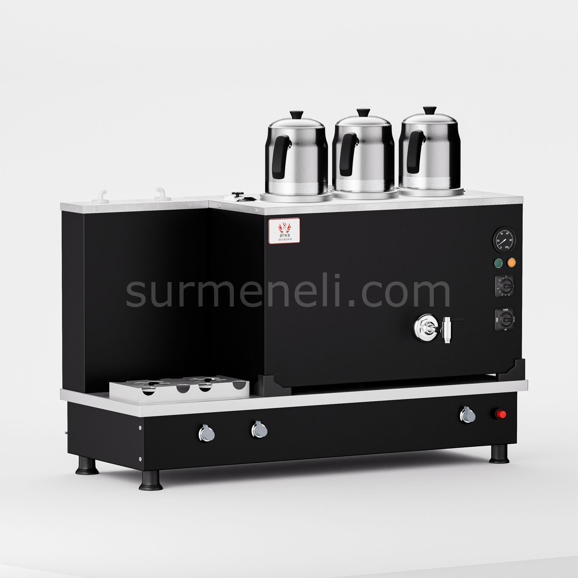 Anka Black Turbo Hibrit Çay Makinesi / Profesyonel Kullanım, Çift Enerji Esnekliği (STFO3)