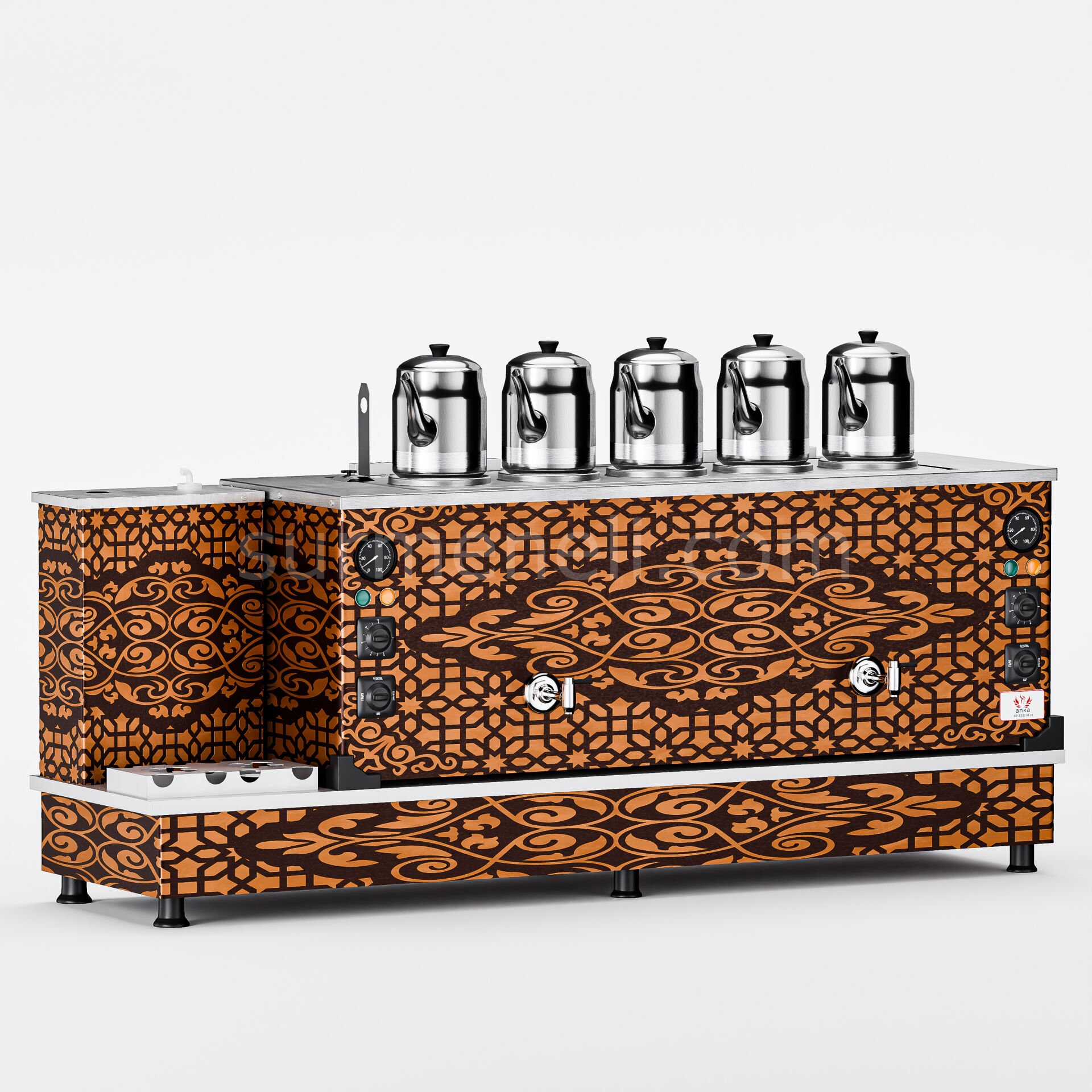 Anka Bakır Turbo Hibrit Çay Makinesi / Profesyonel Kullanım, Çift Enerji Esnekliği (BTFO5)