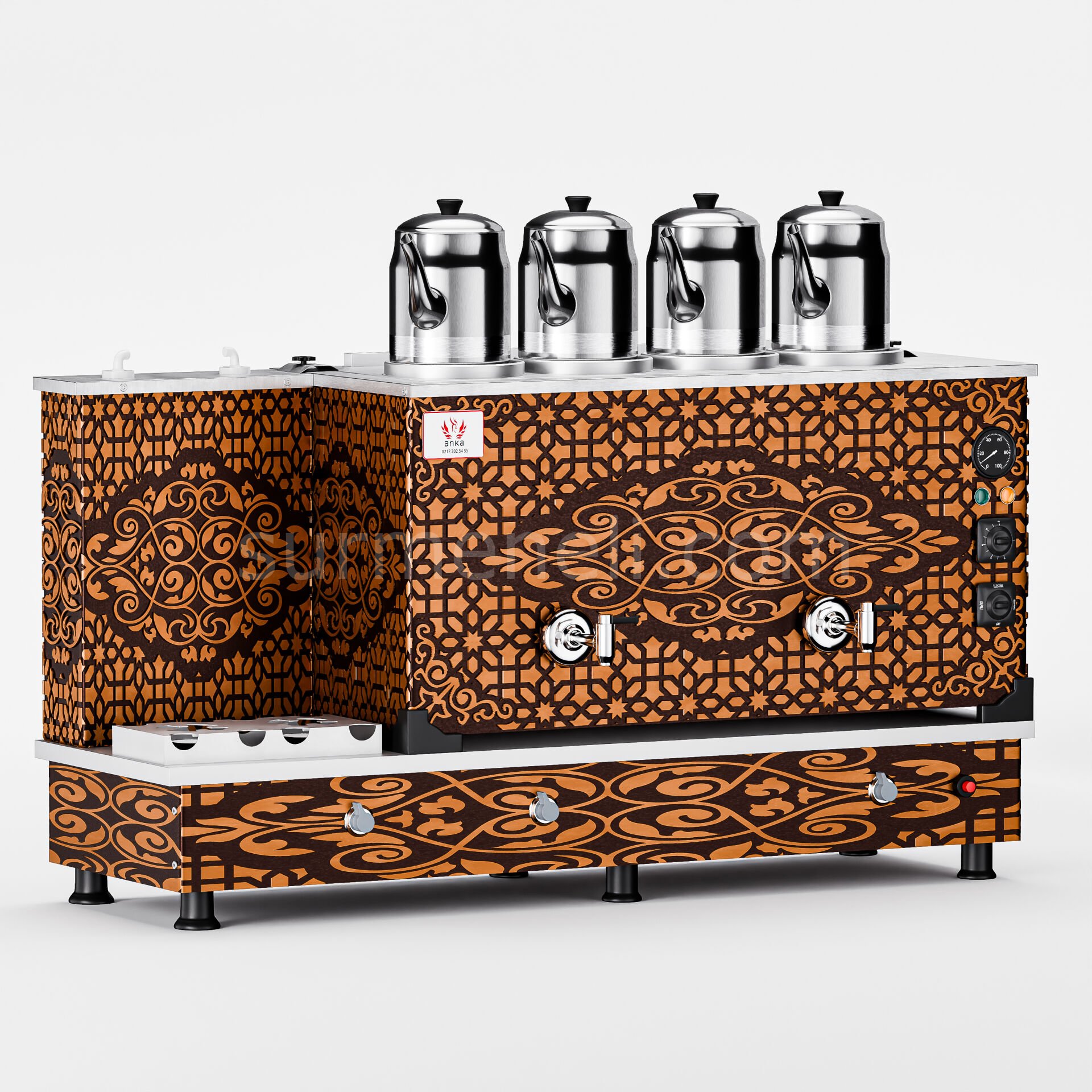 Anka Bakır Turbo Hibrit Çay Makinesi / Profesyonel Kullanım, Çift Enerji Esnekliği (BTF04)