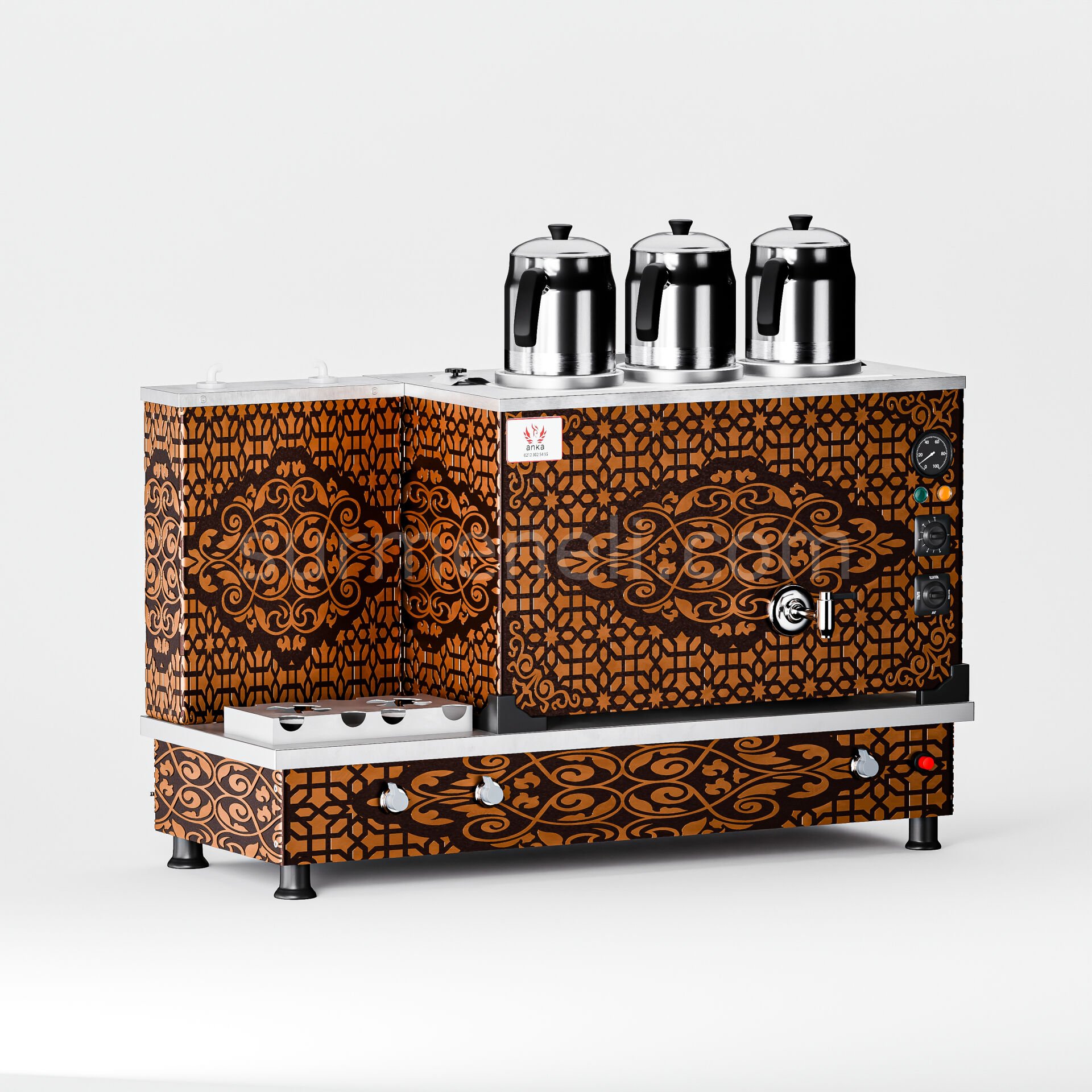 Anka Bakır Turbo Hibrit Çay Makinesi / Profesyonel Kullanım, Çift Enerji Esnekliği (BTF03)