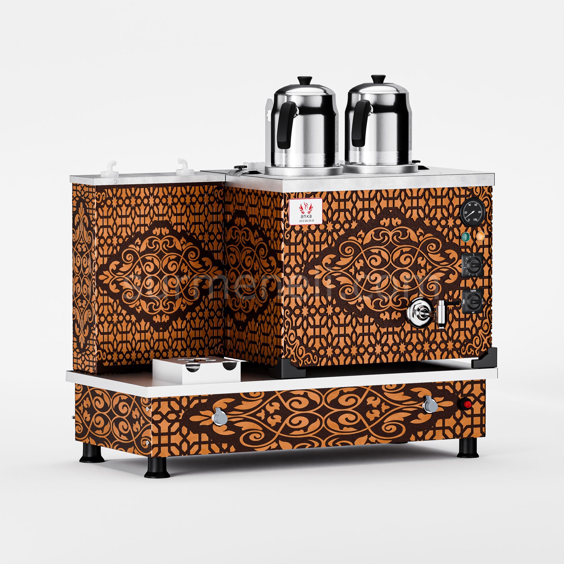 Anka Bakır Turbo Hibrit Çay Makinesi / Profesyonel Kullanım, Çift Enerji Esnekliği (BTF02)