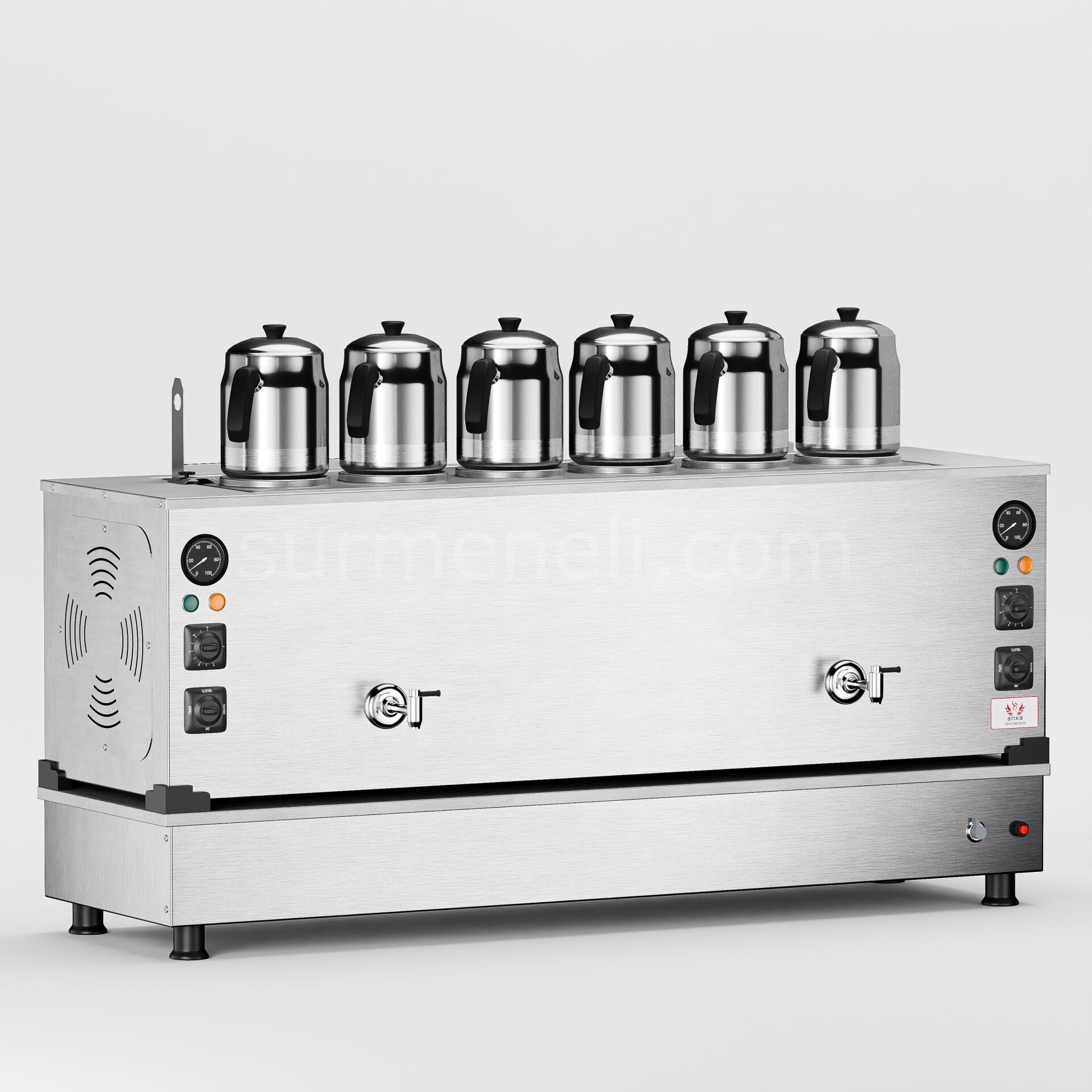 Anka İnoks Pro Compact Hibrit Çay Makinesi / Kompakt Tasarım, Profesyonel Kullanım, Çift Enerji Esnekliği (İPKO6)