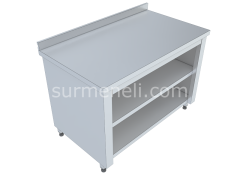 Üç Tarafı Kapalı Taban ve Ara Raflı Çalışma Tezgahları 70'LİK 430 KALİTE PASLANMAZ