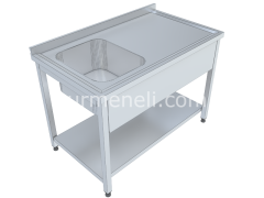 Tek Evyeli Taban Raflı Çalışma Tezgahları 70'lik 304 KALİTE PASLANMAZ