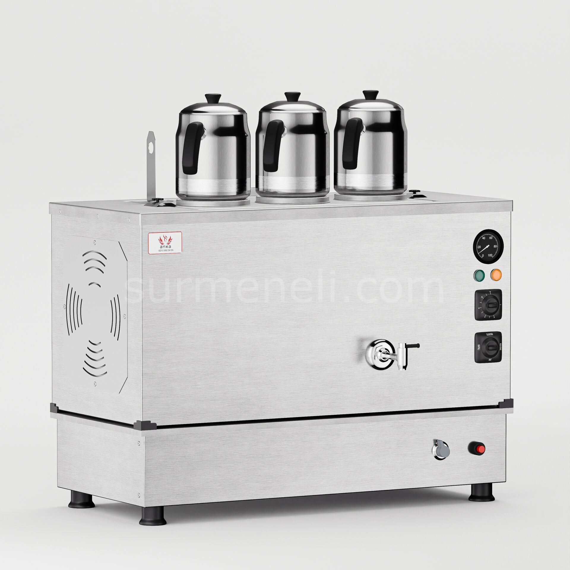 Anka İnoks Pro Compact Hibrit Çay Makinesi / Kompakt Tasarım, Profesyonel Kullanım, Çift Enerji Esnekliği (İPKO3)