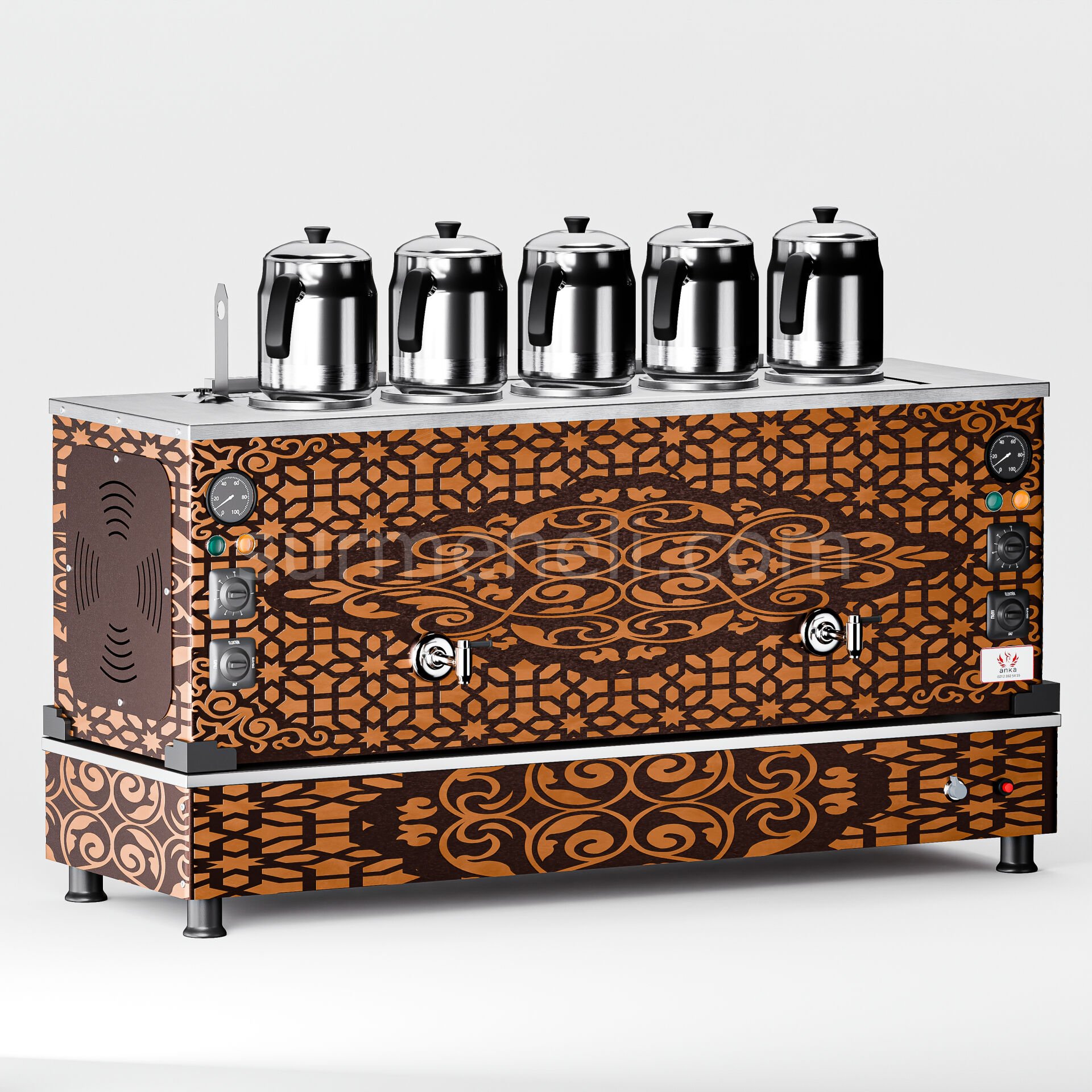 Anka Bakır Pro Compact Hibrit Çay Makinesi / Kompakt Tasarım, Profesyonel Kullanım, Çift Enerji Esnekliği (APKO5)