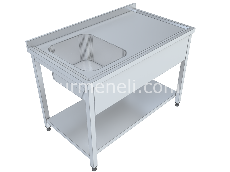 Tek Evyeli Taban Raflı Çalışma Tezgahları 60'lık 304 KALİTE PASLANMAZ