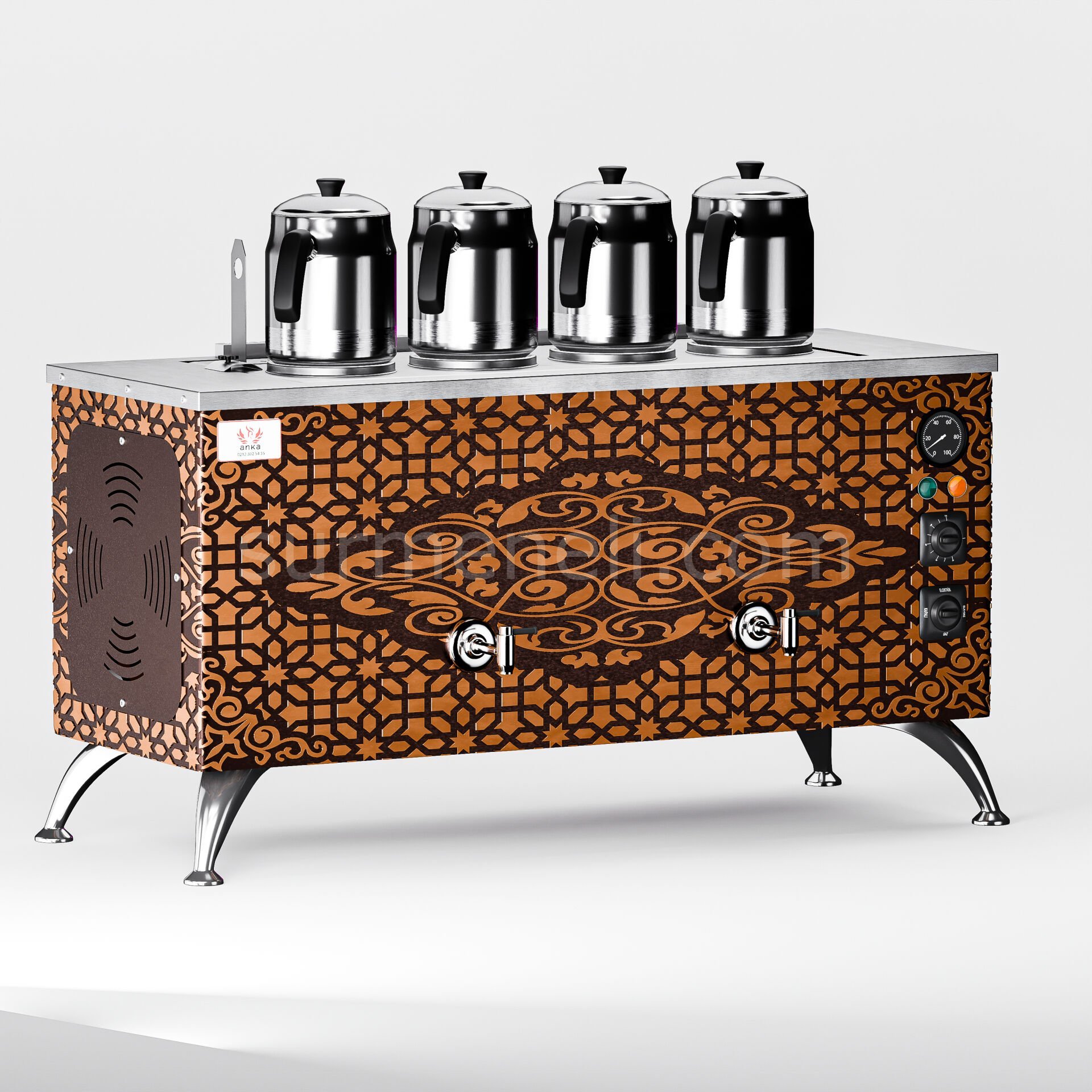 Anka Bakır Pro Compact Elektrikli Çay Makinesi / Kompakt Tasarım, Profesyonel Kullanım,(APE4)