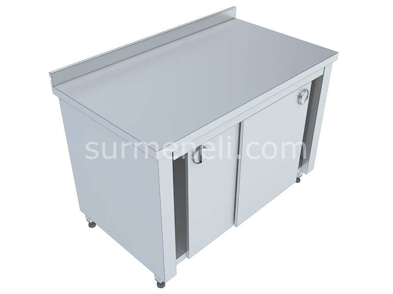 Dolaplı Çalışma Tezgahları Taban Raflı Sürgü Kapılı 60'lık 304 KALİTE PASLANMAZ