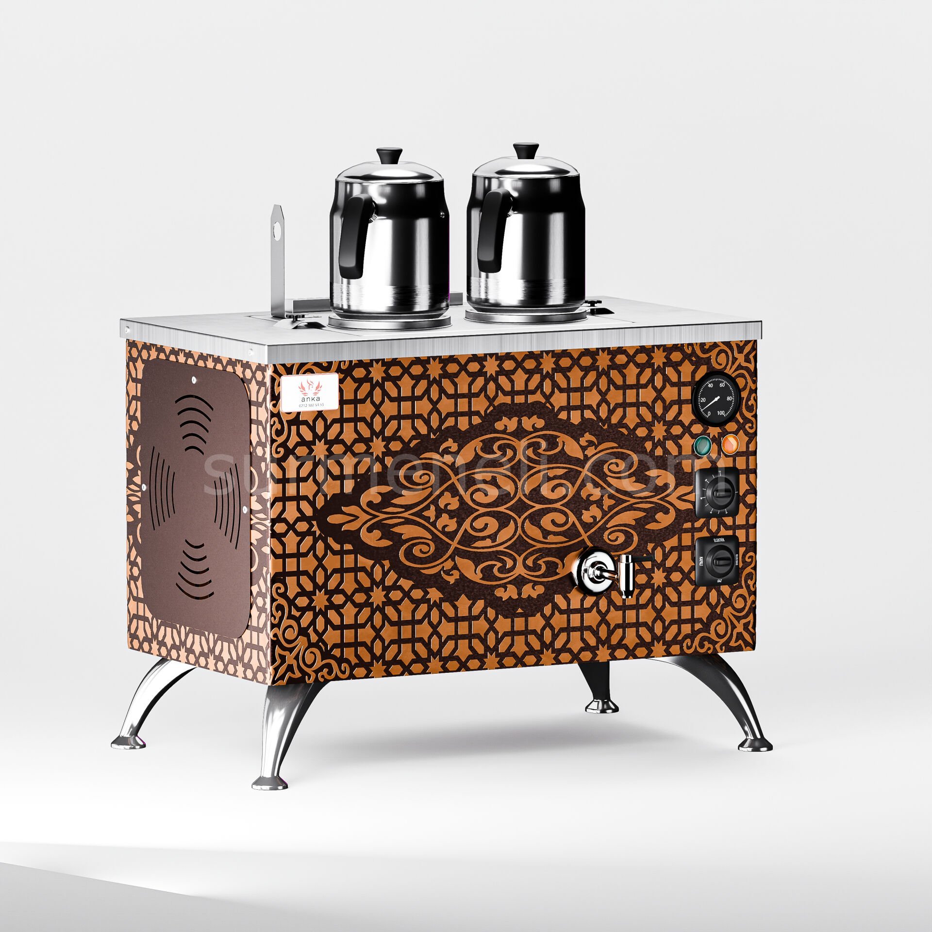 Anka Bakır Pro Compact Elektrikli Çay Makinesi / Kompakt Tasarım, Profesyonel Kullanım,(APE2)