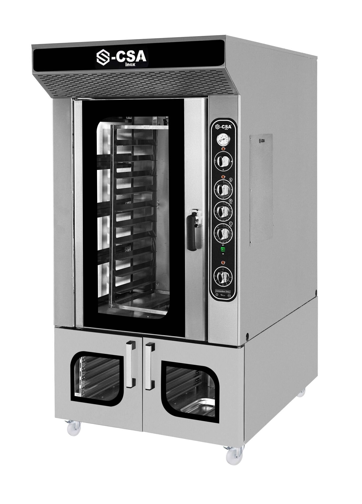 KRCS.MKDFE.10M CSA İNOX - MAYALANDIRMA FIRINLI KONVEKSIYONEL DONERLI FIRIN 10 TEPSILI_MANUEL PANO GN 40*60 10/7 1000*1387*1967