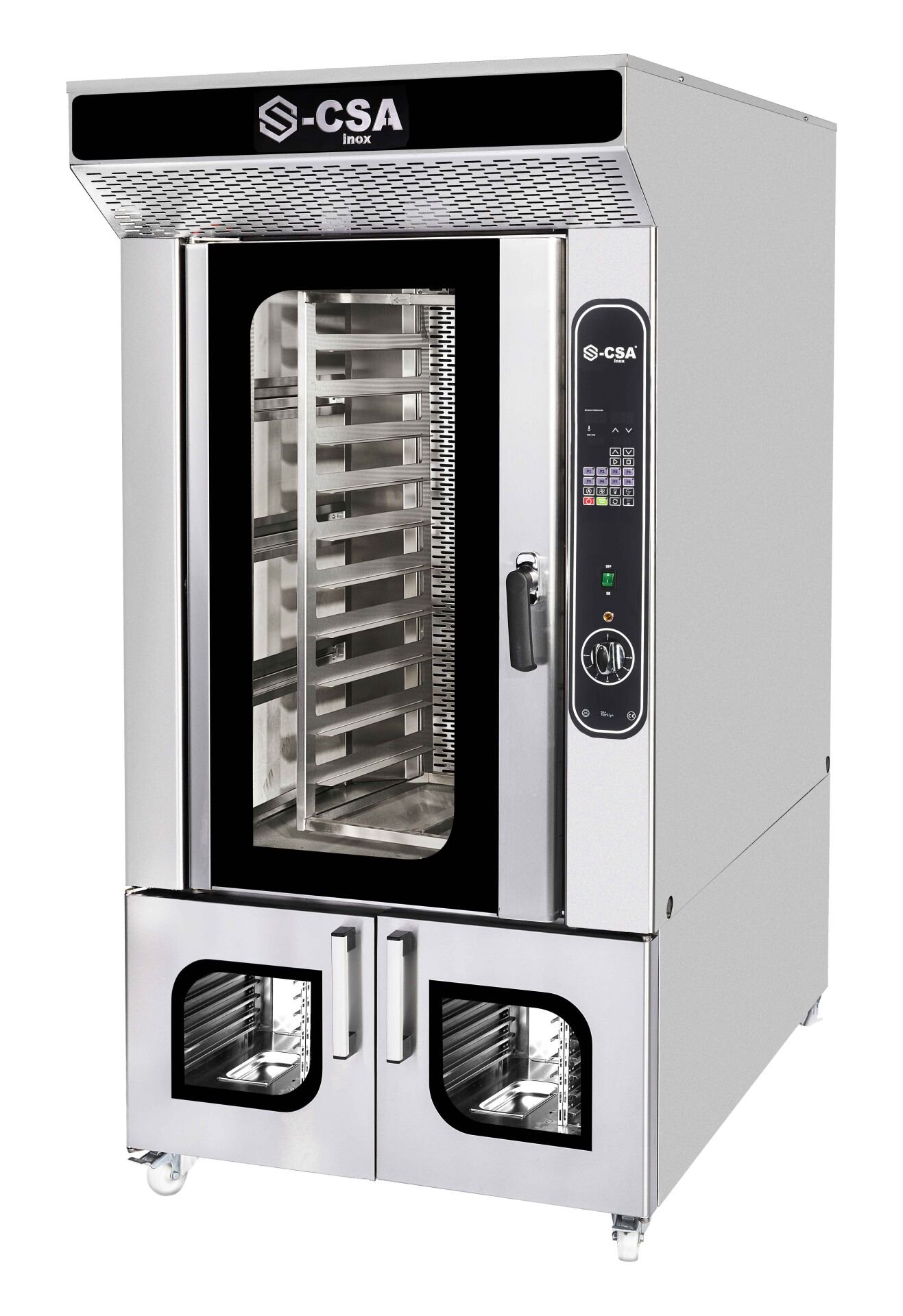 KRCS.MKDFG.10 CSA İNOX - MAYALANDIRMA FIRINLI KONVEKSIYONEL DONERLI FIRIN 10 TEPSILI-GAZLI GN 1/1 1000*1547*1967