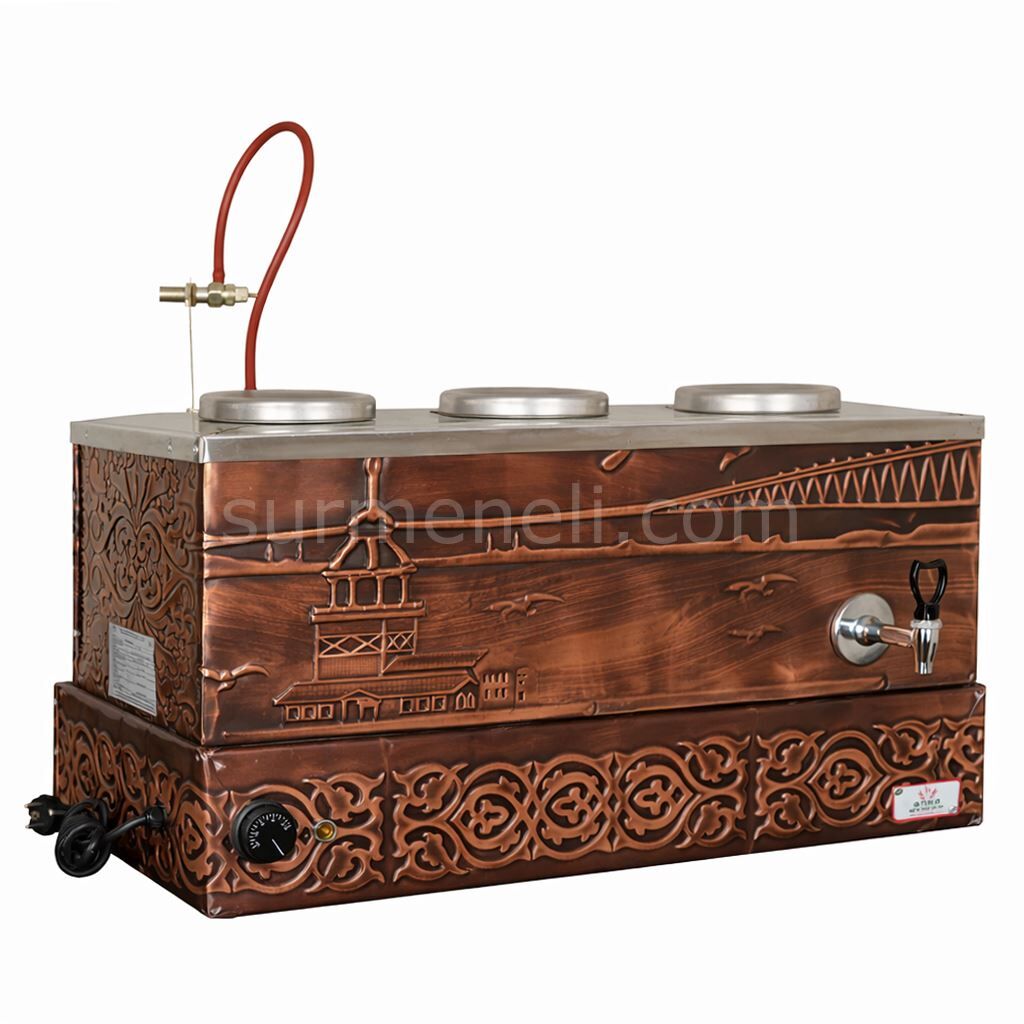 Anka Eko Bakır Çay Kazanı 3 Demlikli Pleytsiz Elektrikli (EBE3)