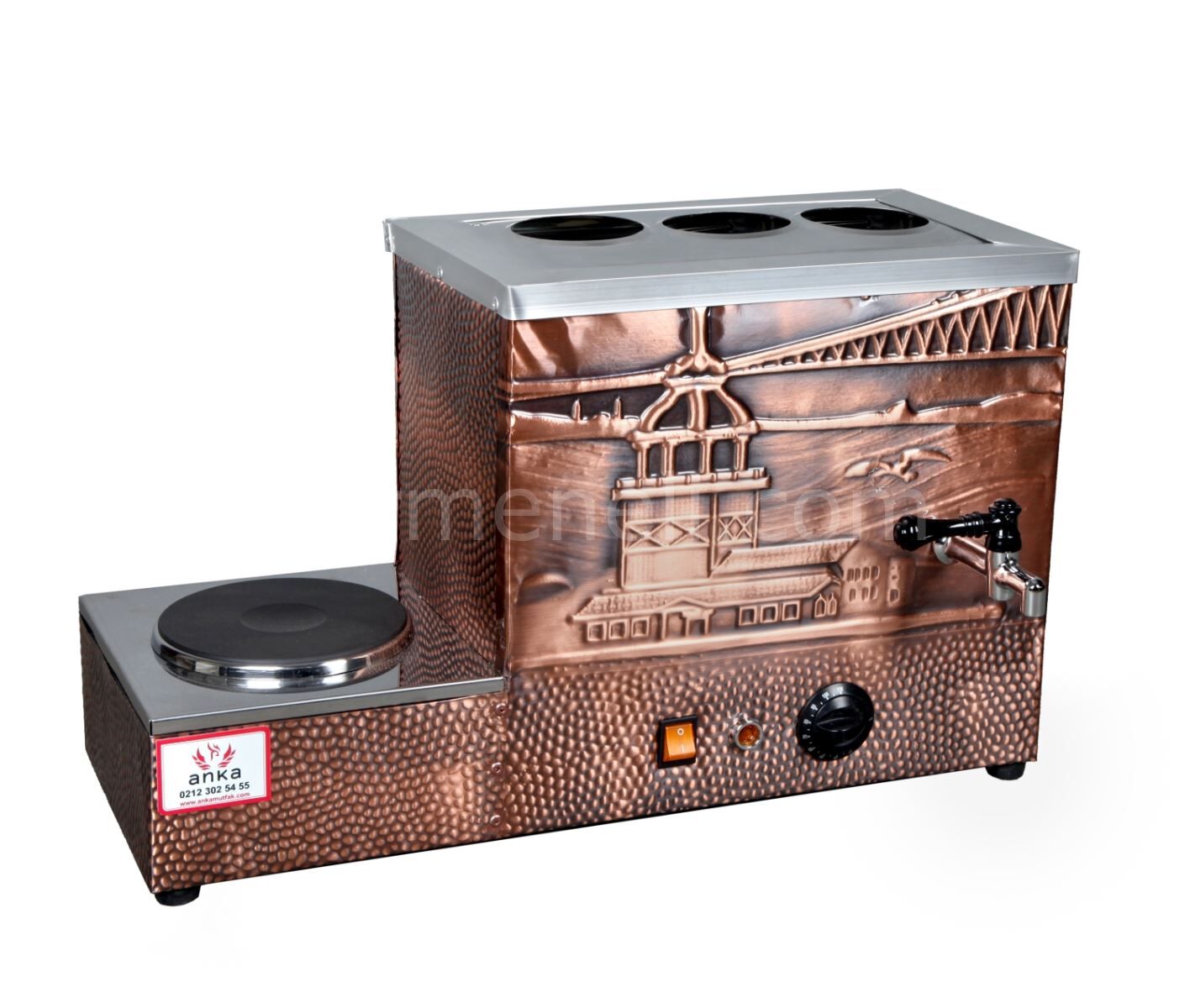 Anka Eko Bakır Çay Kazanı 3 Demlikli Pleytli Elektrikli (EBE3-P)