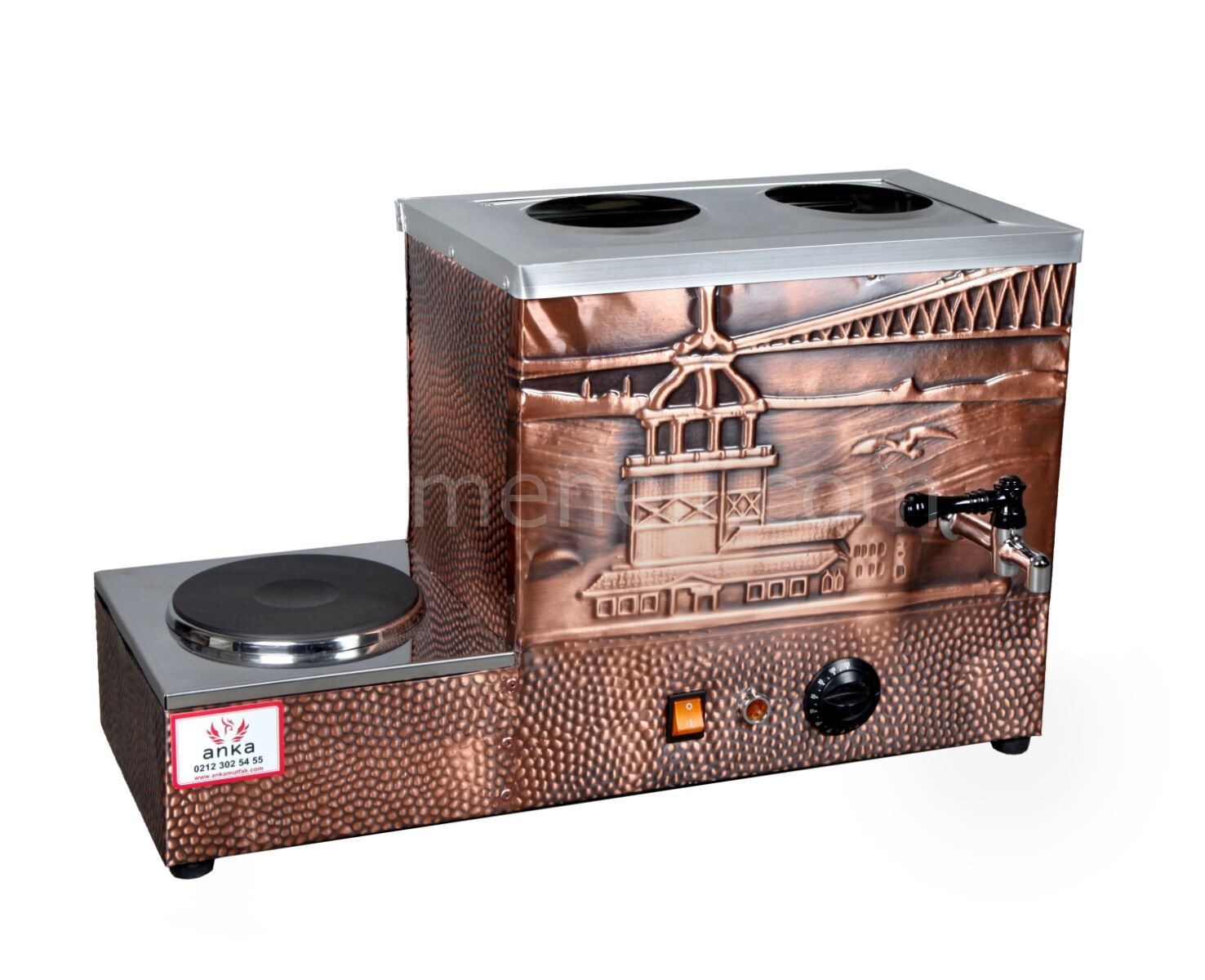 Anka Eko Bakır Çay Kazanı 2 Demlikli Pleytli Elektrikli (EBE2-P)