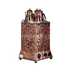 Bakır Pro Max Çay Makinesi 2 Demlikli Elektrikli