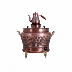 Otantik Oval Bakır Semaver Tek Demlikli Elektrikli