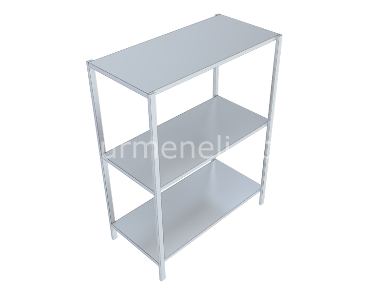 Üç Katlı İstif Rafı Düz veya Delikli Tablalı 40'lık 304 KALİTE PASLANMAZ