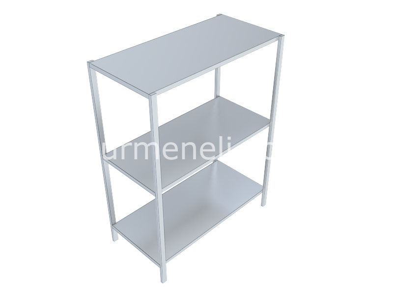 Üç Katlı İstif Rafı Düz veya Delikli Tablalı 40'lık 430 KALİTE PASLANMAZ