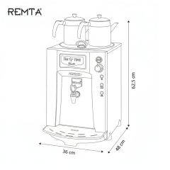 Remta 2 Demlikli 23 lt Premium Jumbo Çay Makinesi Şamandıralı - DE11SP
