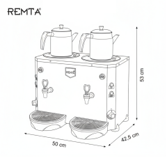 Remta Çift Demlikli Jumbo Çay Makinesi 9+9 lt - DE15