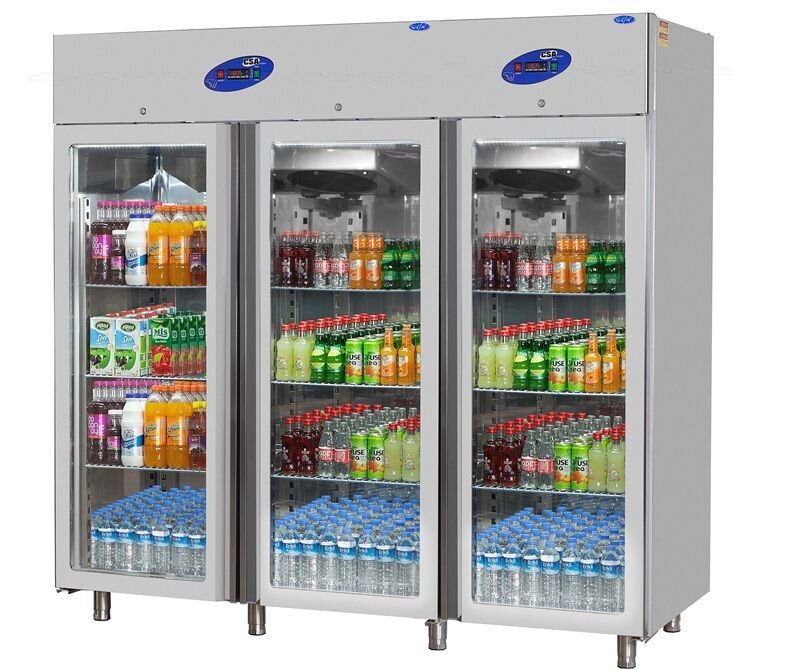 CS.DBNLK.2100 KMB.C.2N1L CSA İNOX - KOMBİNE 2 BOLME BUZDOLABI 1 BOLME DONDURUCU 1 BUZDOLABI CAM KAPILI 304 2100x810x2070