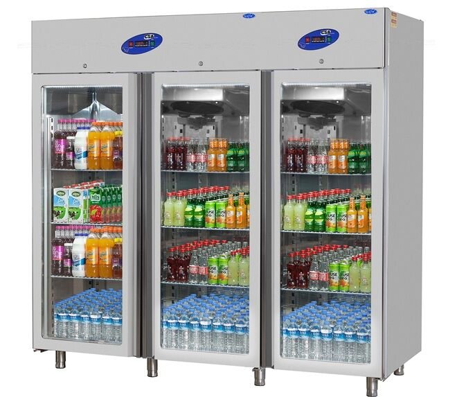 CS.DBNL.2100 KMB.C.1N2L CSA İNOX - KOMBİNE 1 BOLME BUZDOLABI 2 BOLME DONDURUCU 1 BUZDOLABI CAM KAPILI 304 2100x810x2070