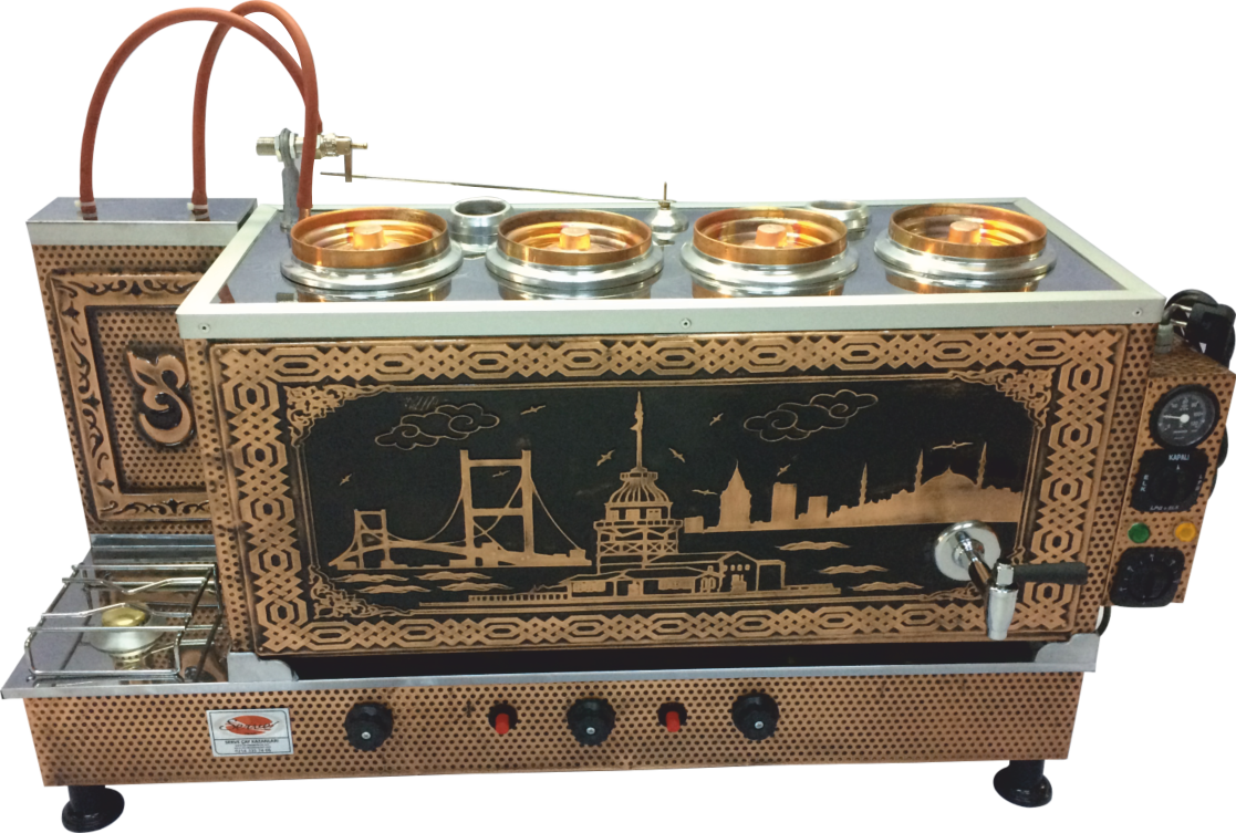 Otomatik Bakır Çay Kazanı Gazlı + Elektrikli 4'lü