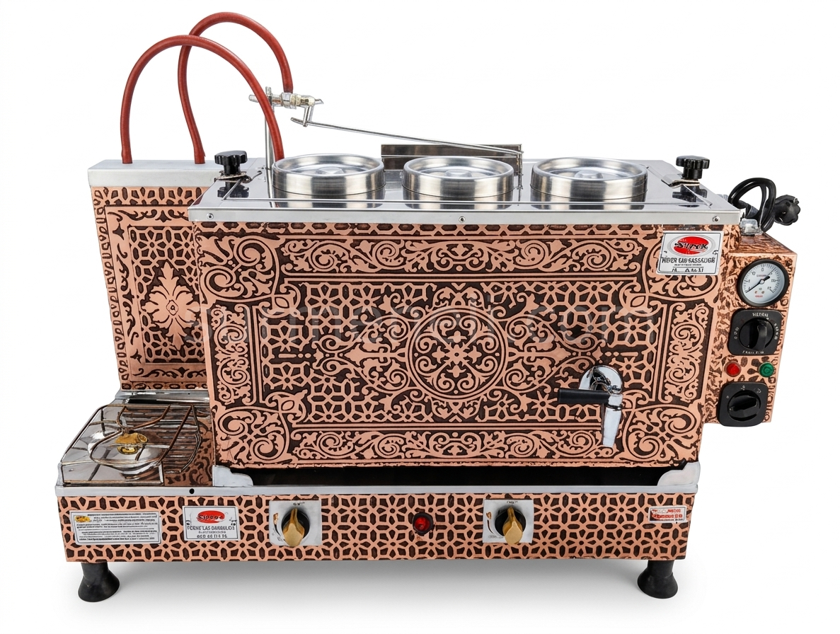 Otomatik Bakır Çay Kazanı Gazlı + Elektrikli 3\'lü