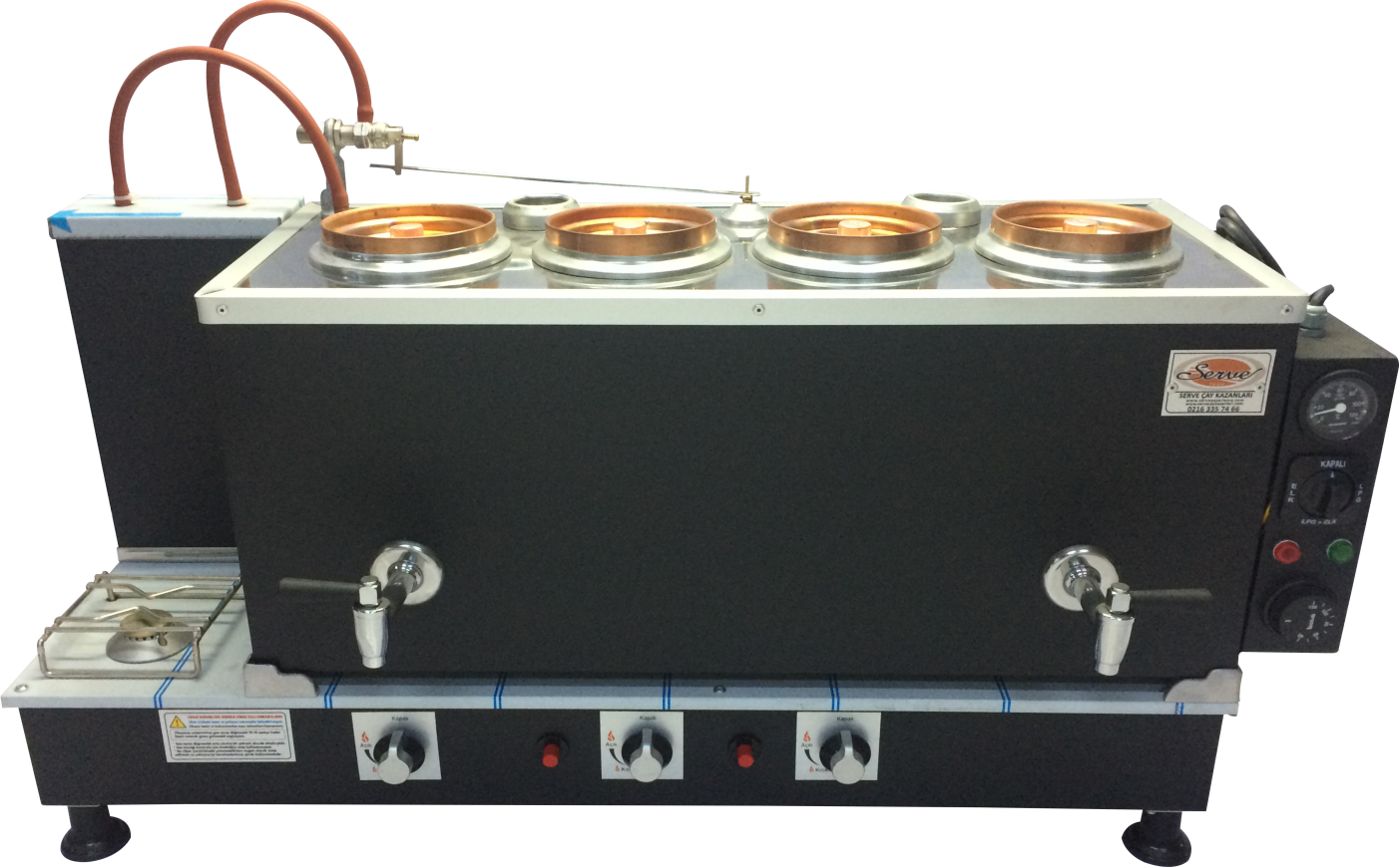 Otomatik Boyalı Çay Kazanı Gazlı + Elektrikli 4'lü