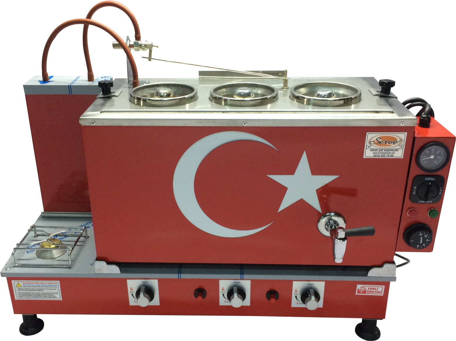 Otomatik Boyalı Çay Kazanı Gazlı + Elektrikli 3'lü