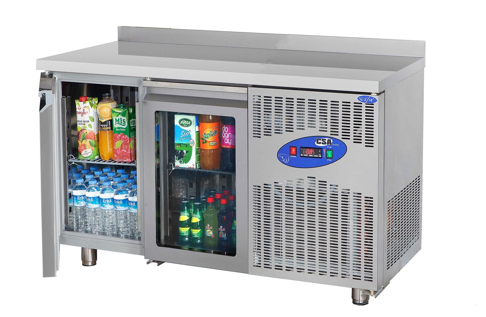 CS.TEK.2.600.C.160CM CSA İNOX - TEZGAH TİPİ BUZDOLABI CAM KAPILI 1600*600*850