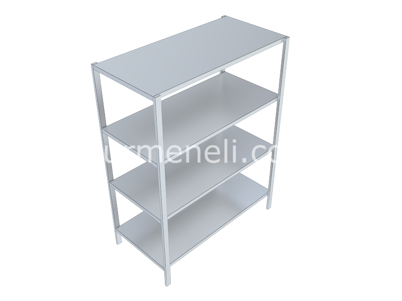 Dört Katlı İstif Rafı Düz veya Delikli Tablalı 60'lık 430 KALİTE PASLANMAZ