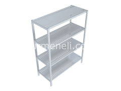 Dört Katlı İstif Rafı Düz veya Delikli Tablalı 60'lık 430 KALİTE PASLANMAZ