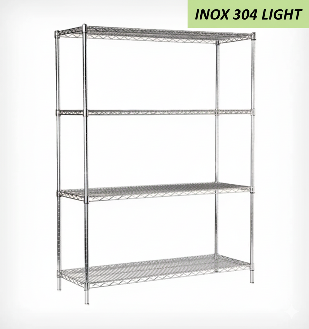 Portashelf 4 Katlı Tel İstif Rafı | Paslanmaz Çelik İNOX 304 LIGHT Endüstriyel Raf Sistemi