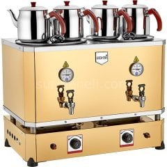 Remta - 4 Demlikli Jumbo Çay Makinesi 46 lt Gazlı + Elektrikli (Şamandıralı)