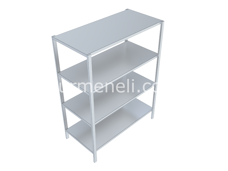 Dört Katlı İstif Rafı Düz veya Delikli Tablalı 70'lik 430 KALİTE PASLANMAZ